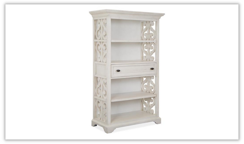 Magnussen Bronwyn White Wooden Bookcase in Alabaster Finish