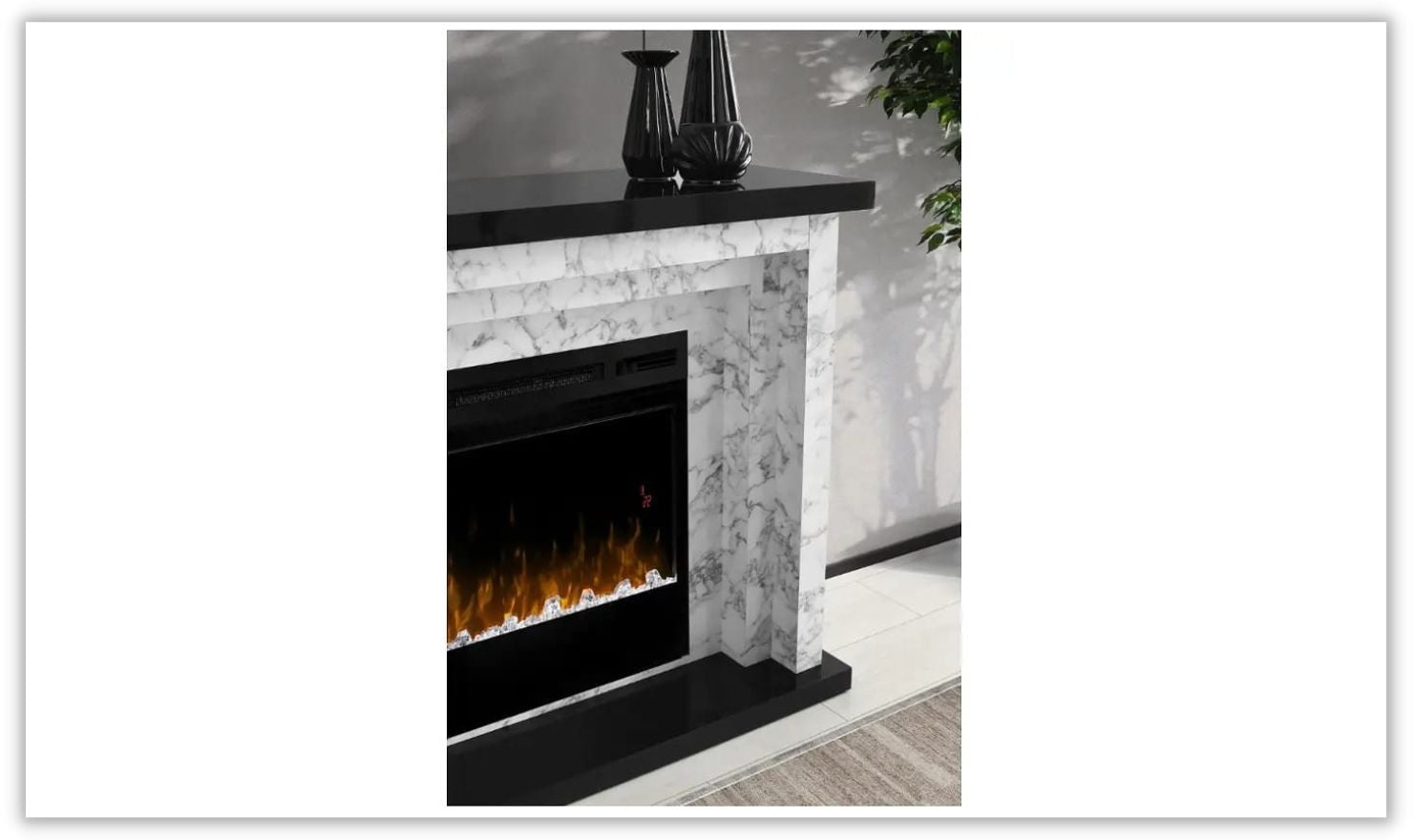 Carrara Fireplace Mantle with Logs Insert