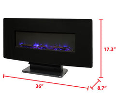 Brayden 36" Curved Black Wall Mount Electric Fireplace