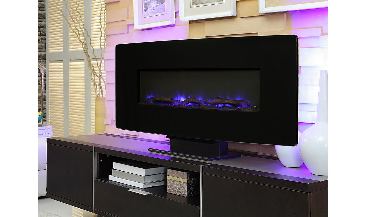 Brayden 36" Curved Black Wall Mount Electric Fireplace