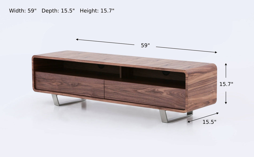 Jennifer Italia Orsay Rectangle Walnut TV Base with 2 Drawers