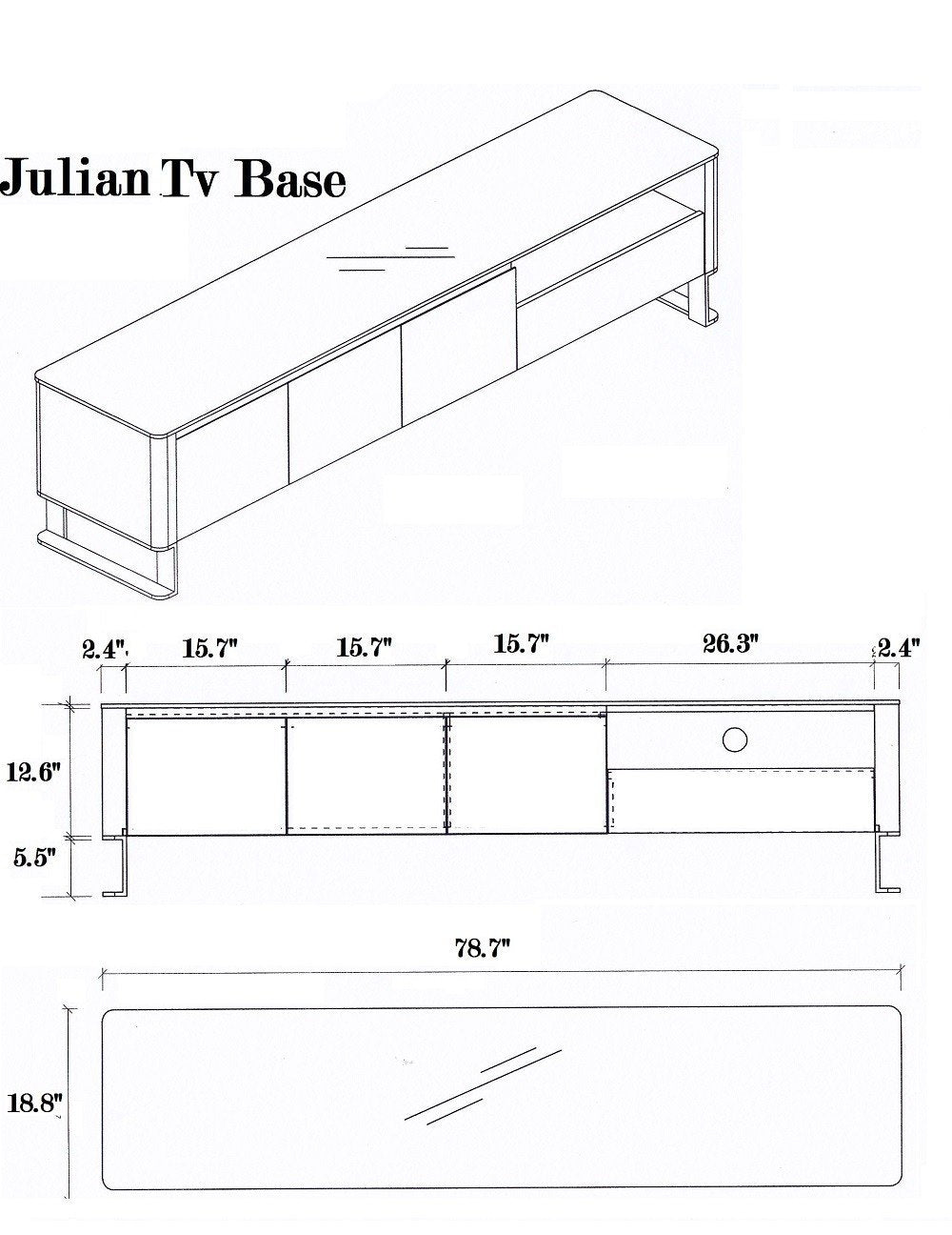 Jennifer Italia Benoit Rectangle Modern TV Base In Walnut