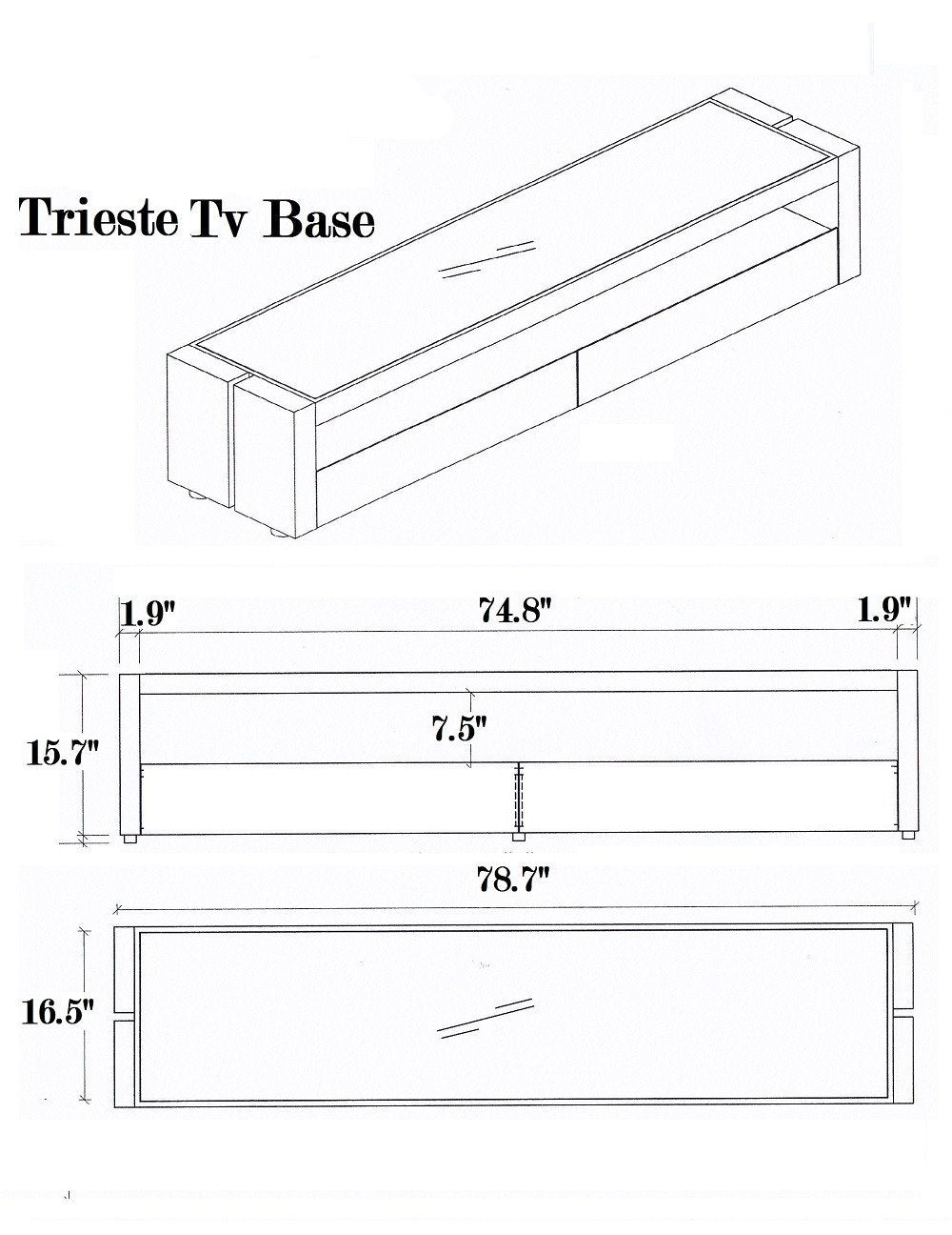 Jennifer Italia Breton 2 Drawers Modern TV Base In Walnut